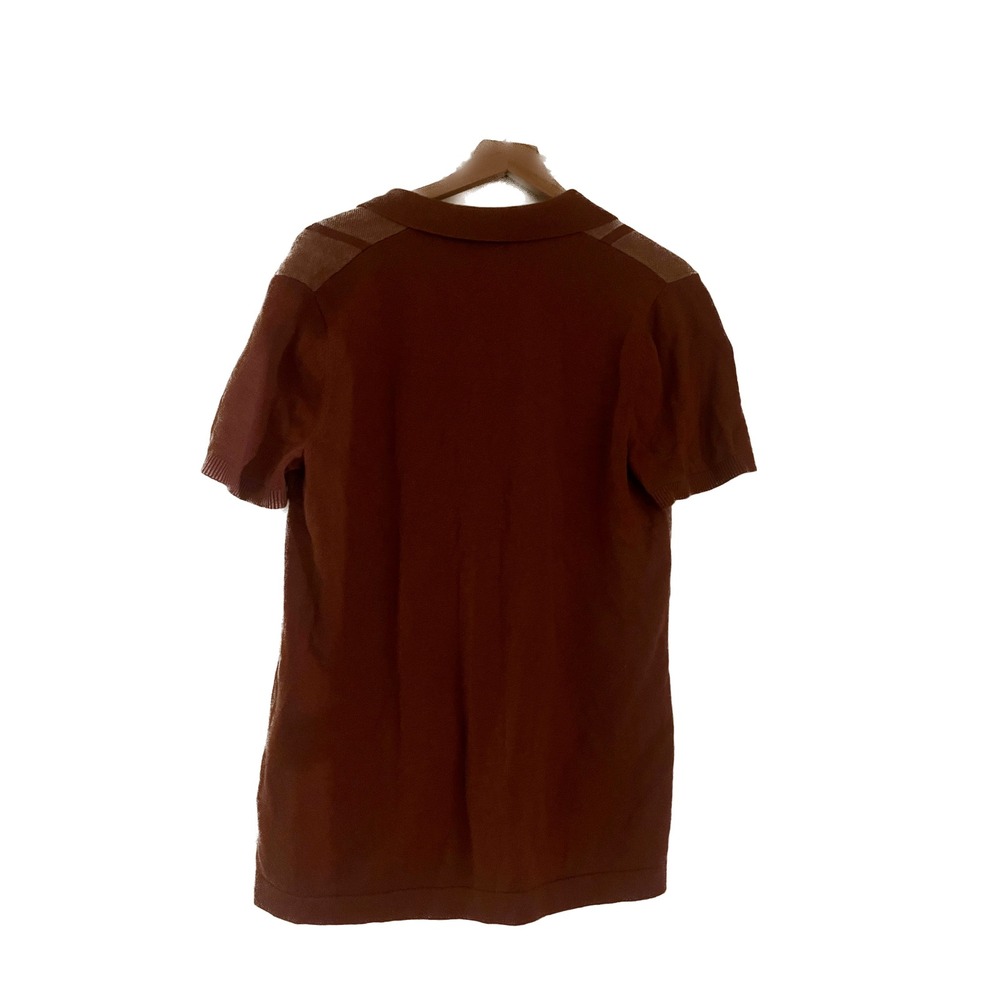 Abercrombie & Fitch Mens Featherweight Knit Button Up Shirt Brown Rust Medium